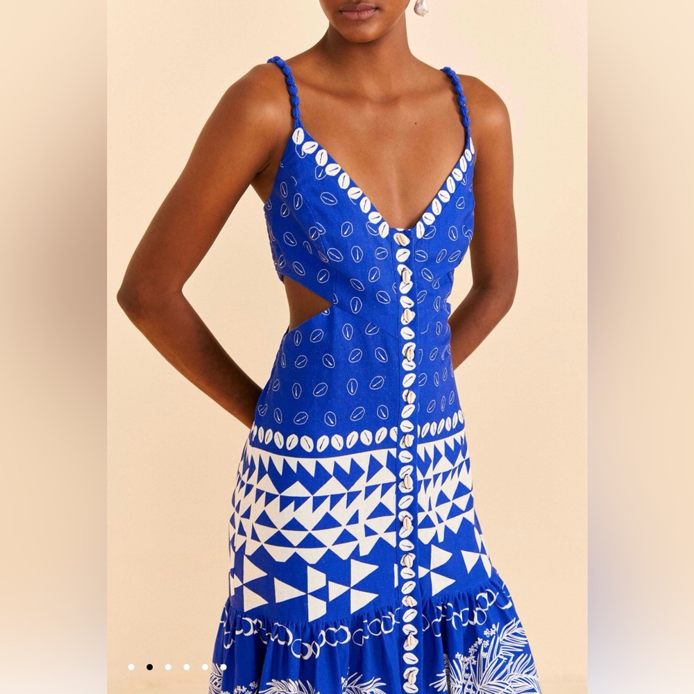 Farm Rio Blue Mixed Ondina Midi Dress XL NWT - Picture 14 of 15